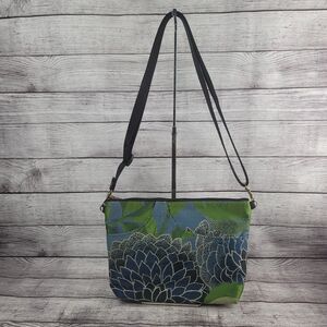 Danny K Beverly Hills USA Floral Lotus Tapestry Crossbody Shoulder Bag Purse